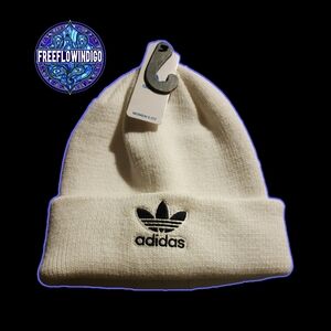 NWT | Adidas | White Beanie | Black Front Logo | Women's Hat